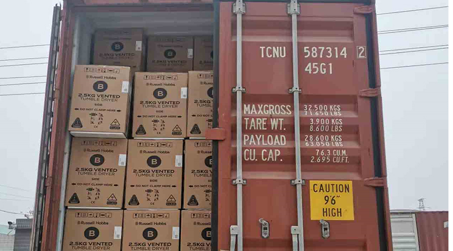 年底沖刺！順利完成英國Russell hobbs客戶的滾筒干衣機出貨