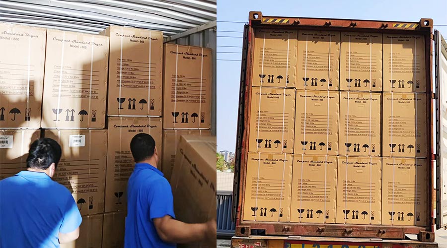 客戶Equator滾筒衣服烘干機(jī)快速裝柜完畢  蓄勢待發(fā)！