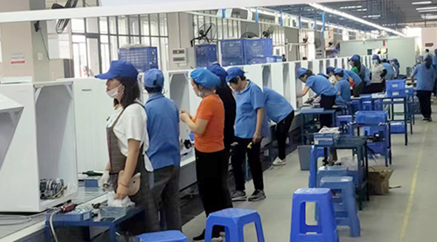 生產(chǎn)實況！金環(huán)電器開展客戶TCL滾筒衣服烘干機(jī)生產(chǎn)